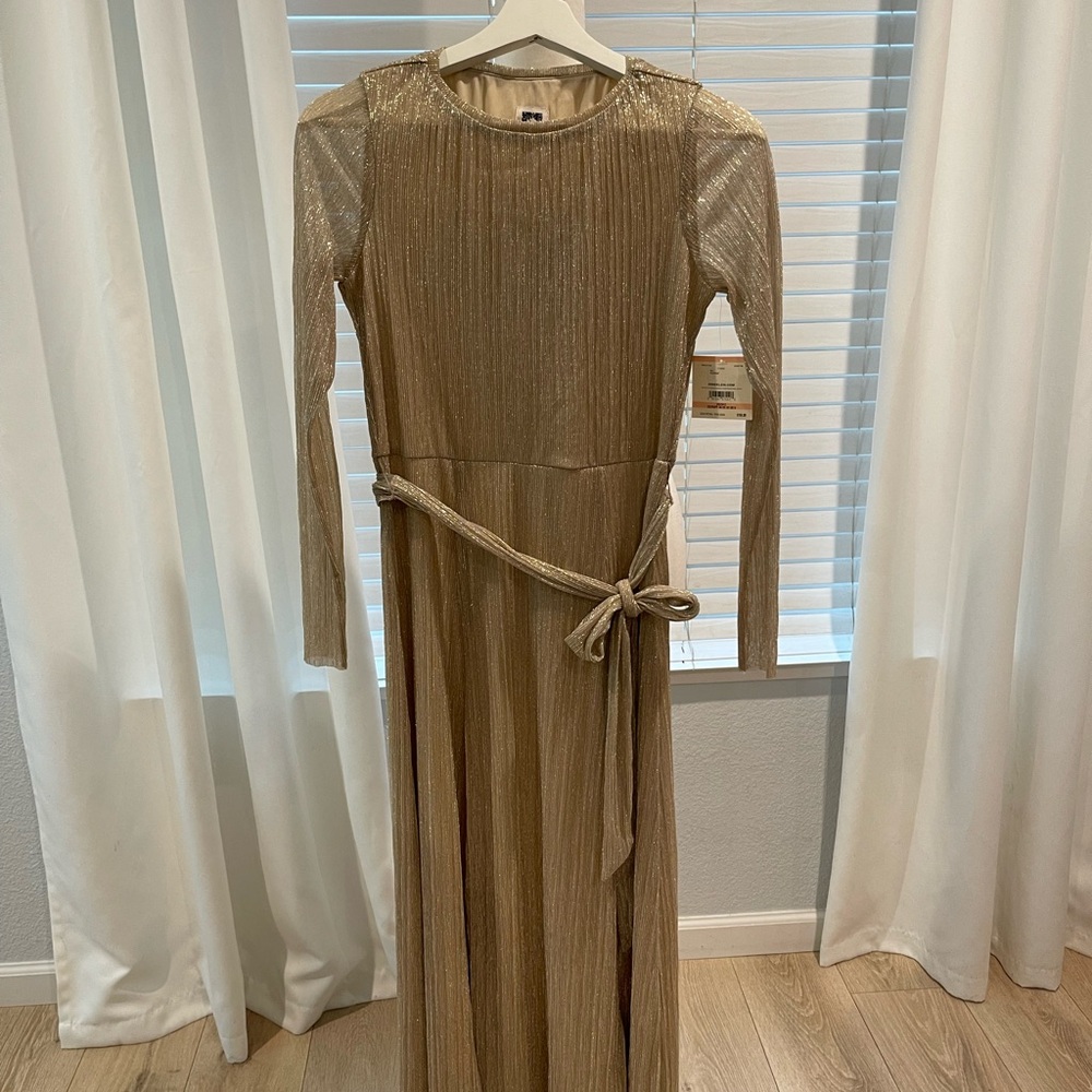 Anne Klein Shimmering Gold Long Sleeve Dress